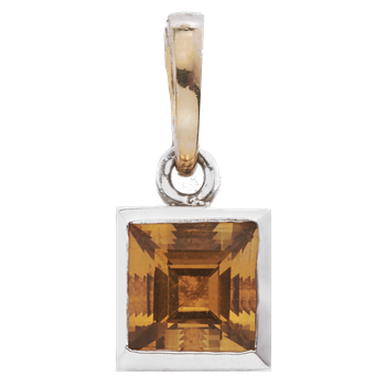 Square Citrine Traversa Sterling Pendant with Yellow Gold Bail VHP 594 FC
