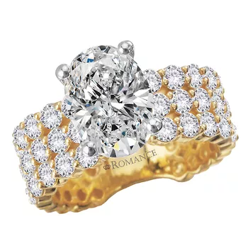 Triple Row Band Semi-Mount Lab Grown Diamond Engagement Ring 160314-OV300YLG