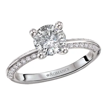 Knife Edge Banded Semi-Mount Diamond Engagement Ring 160305-RD100