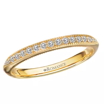 Straight Front Diamond Wedding Band with Milgrain Details 160369-WY