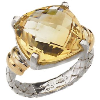 Traversa Band Ring with Yellow Gold Rondelles & Large Cushion Citrine VHR 931 FC