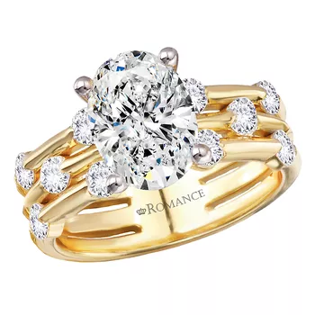 Diamond Engagement Ring with a 3-Row Band 160330-OV200Y