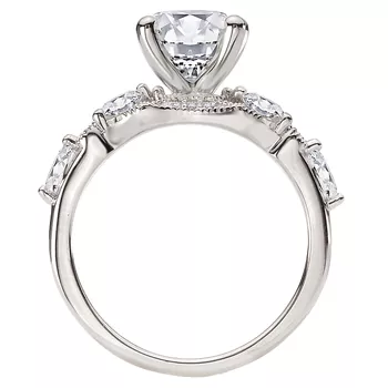 Classic Semi-Mount Diamond Engagement Ring with Milgrain Design 160354-OV200