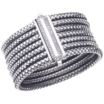 7 Row Wide Locking Sterling Traversa Bracelet, Diamond Clasp VHB 1179 D