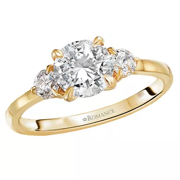 Three Stone Semi-Mount Diamond Engagement Ring 160152-RD100Y