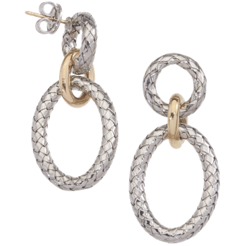 Round Top, Oval Dangle Sterling Traversa Earrings, Yellow Gold Attachment VHE 1505 G