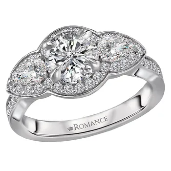 3-stone Diamond Semi Mount Ring 119269-RD100K