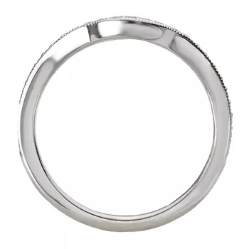 Diamond and Milgrain Detail Curved Wedding Band 160306-OV200W