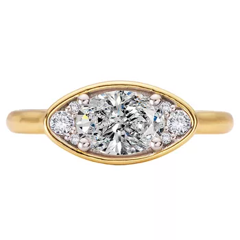 Moval-Shape, Oval Diamond Semi-Mount Engagement Ring 160329-MO100Y
