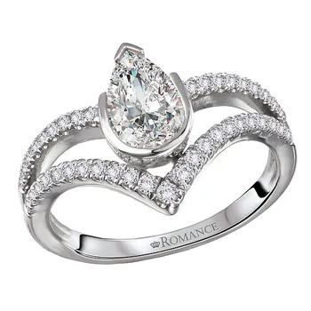 Diamond Split V-Curved Semi-Mount Diamond Ring 160311-PS100