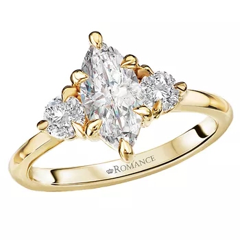 3-Stone Semi-Mount Diamond Engagement Ring 160170-MQ100Y