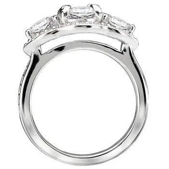 3-stone Diamond Semi Mount Ring 119269-RD100K