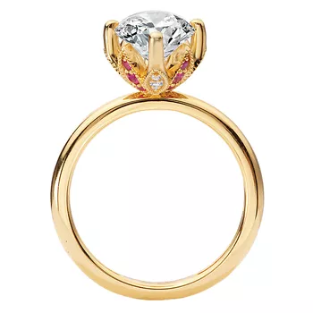 Semi-Mount Diamond Engagement Ring with Diamond and Pink Sapphires Accents 160356-MQ300PSPY