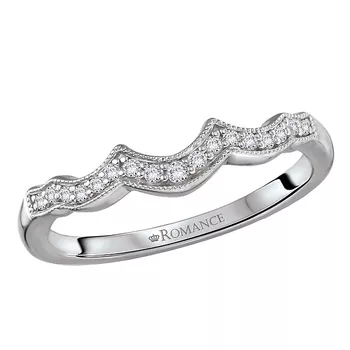 Curved Front Diamond Wedding Band 160321-W