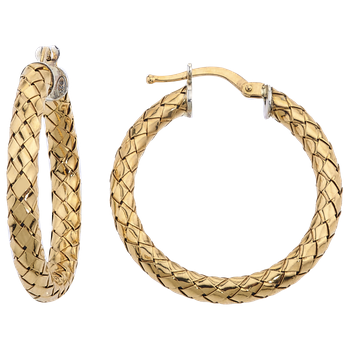 Yellow Gold Round Traversa Hoop Earrings VHE 1393