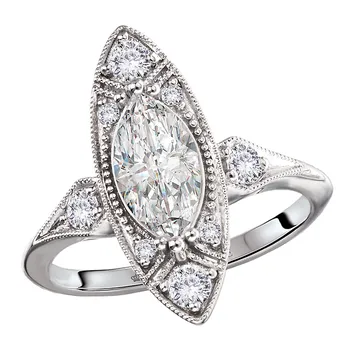 Vintage Styled Semi-Mount Engagement Ring 160300-MQ100