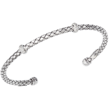 Two Diamond Rondelle Station Sterling Traversa Cuff Bangle Bracelet VHB 983 D