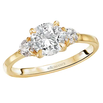 Three Stone Semi-Mount Lab Grown Diamond Engagement Ring 160152-RD100YLG