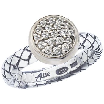 Traversa Band Ring, Pave' Diamond Circle Center VHR 1141 D