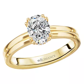 Double Ring Band and Double Prong Diamond Engagement Ring 160308-OV100Y
