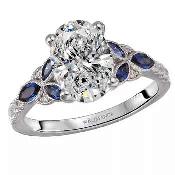 Diamond and Sapphire Semi-Mount Diamond Engagement Ring 160360-OV200SPH