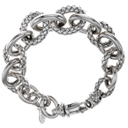 Alisa Alternating Graduated Oval Shiny & Traversa Sterling Link Bracelet VHB 1525