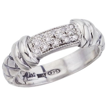 Traversa Band Ring with Rondelles & Pave' Diamond Bar VHR 905 D