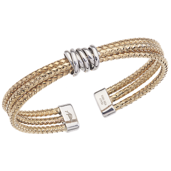 4 Strand Yellow Gold Traversa with Sterling Wrap Cuff Bangle Bracelet VHB 1400 CF