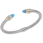 Alisa Faceted Turquoise with matrix cabochons Sterling Traversa Spring Cuff Bracelet, Yellow Gold Rondelles VHB 416 FTQM