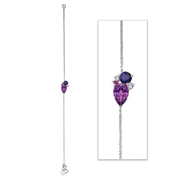 Gemstone Cluster Rolo Chain Bracelet 232015-W