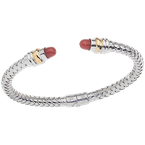 Alisa Carnelian cabochons Sterling Traversa Spring Cuff, Yellow Gold Rondelles VHB 416 CARN