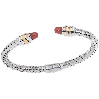 Carnelian cabochons Sterling Traversa Spring Cuff, Yellow Gold Rondelles VHB 416 CARN
