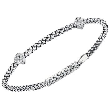 Double Diamond Shape Diamond Station Sterling Traversa Locking Bracelet VHB 1184 D LK