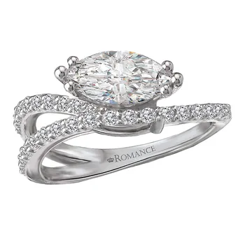 Semi-Mount Diamond Wave Shank Engagement Ring 160274-MQ100