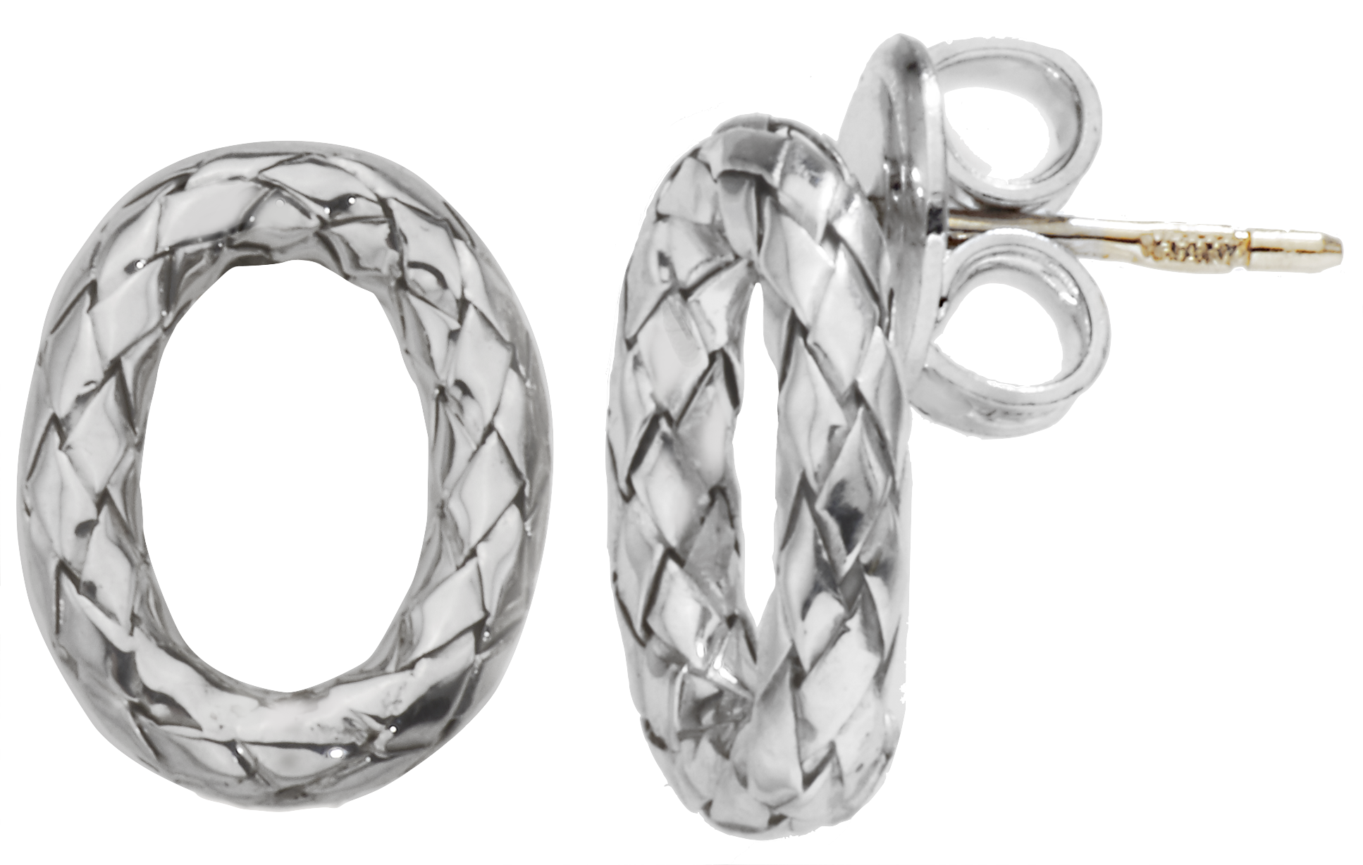 Open Oval Sterling Traversa Button Earrings