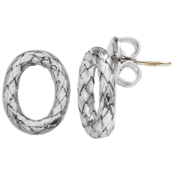 Open Oval Sterling Traversa Button Earrings VHE 1612
