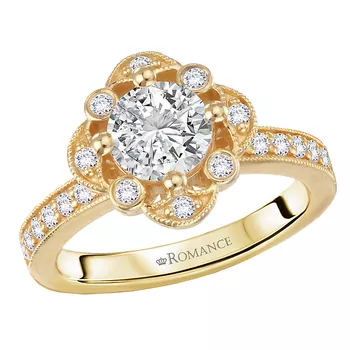 Flower Styled Semi-Mount Engagment Ring 160313-RD100Y