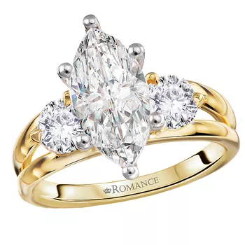 Three Stone Split Shank Diamond Engagement Ring 160345-MQ200Y