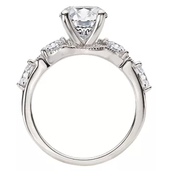 Classic Semi-Mount Diamond Engagement Ring with Milgrain Design 160354-RD200