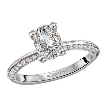 Knife Edge Banded Semi-Mount Diamond Engagement Ring 160305-OV100