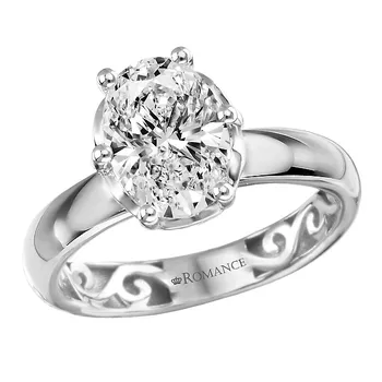 Diamond and Sapphire Hidden Halo Semi-Mount Engagement Ring 160365-OV200SPH