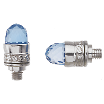 Bellatini Vari-tip Faceted Blue Topaz cabochons Sterling Bracelet Tips AO 12-100 FBT