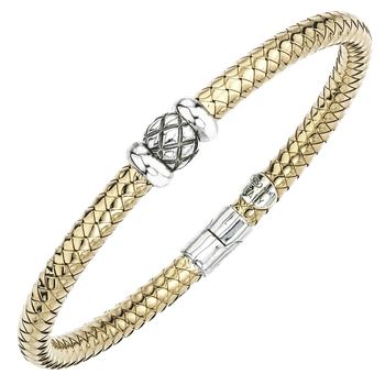 Single Wide Rondelle Station Yellow Gold Traversa Spring Bangle Bracelet VHB 1372