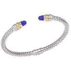 Alisa Lapis Lazuli cabochons Sterling Traversa Spring Cuff Bracelet, Yellow Gold Rondelles VHB 416 LL