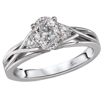 3 Stone Semi-Mount Diamond Ring 115463-OV075