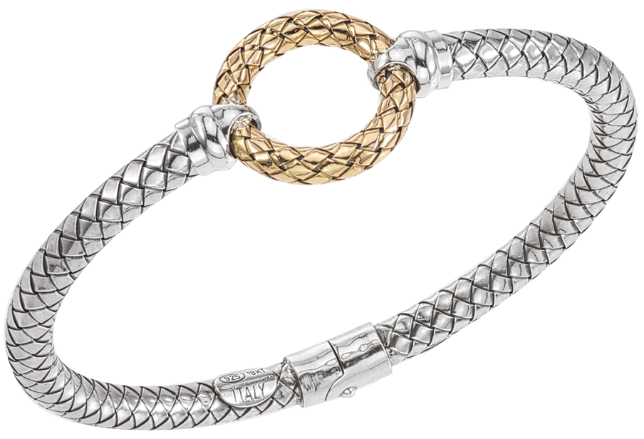 Yellow Gold Traversa Circle Sterling Traversa Spring Bangle Bracelet