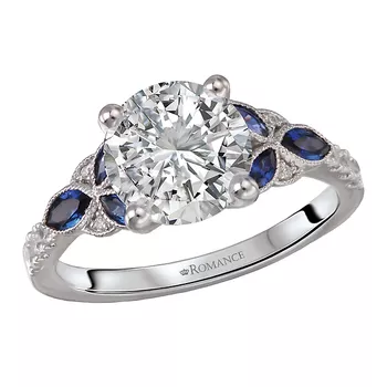 Diamond and Sapphire Semi-Mount Diamond Engagement Ring 160360-RD200SPH