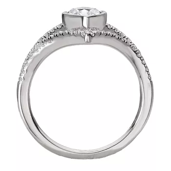 Diamond Split V-Curved Semi-Mount Diamond Ring 160311-MQ100