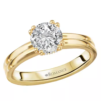 Double Ring Band and Double Prong Diamond Engagement Rin 160308-RD100Y