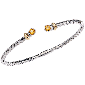 Faceted Citrine Sterling Traversa Cuff Bracelet, Yellow Gold Rondelles VHB 1322 FC